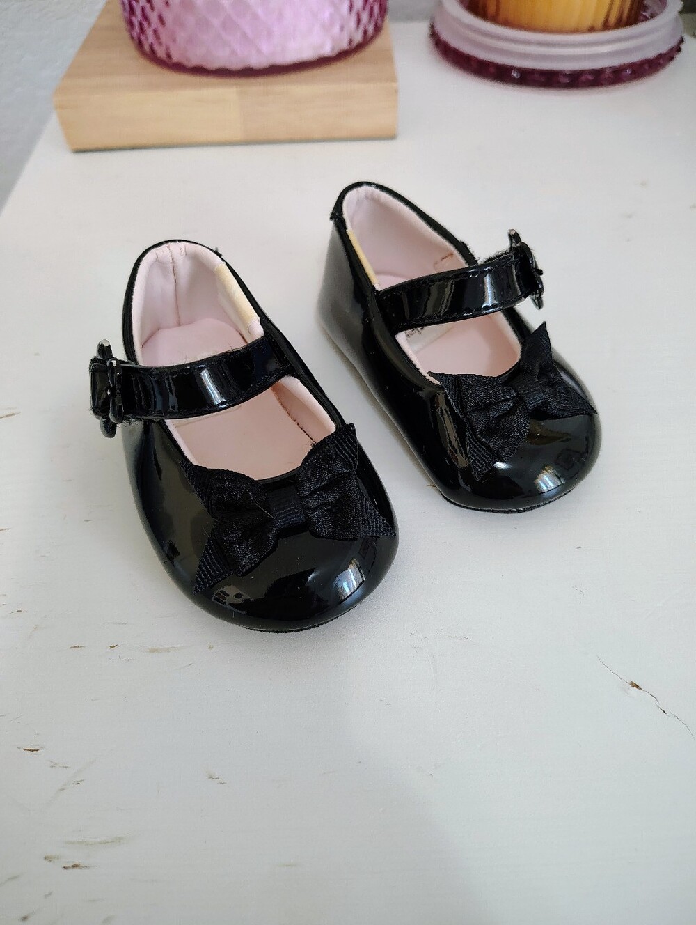 Baby Deer Baby Girl Patent Skimmer with Fancy Bow Size 1 Vintage